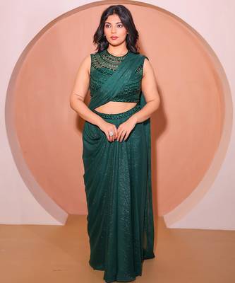 Green net saree 2