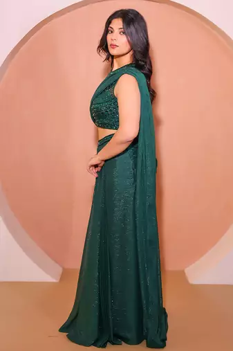 Green net saree