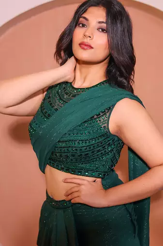Green net saree