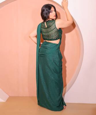 Green net saree 5