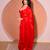 Red organza saree