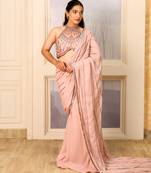 Pink net saree