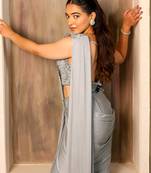 Grey embroidered lycra saree