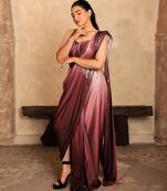 Pink Ombre satin saree