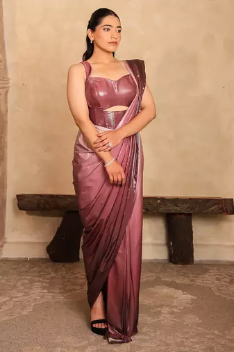Pink Ombre satin saree