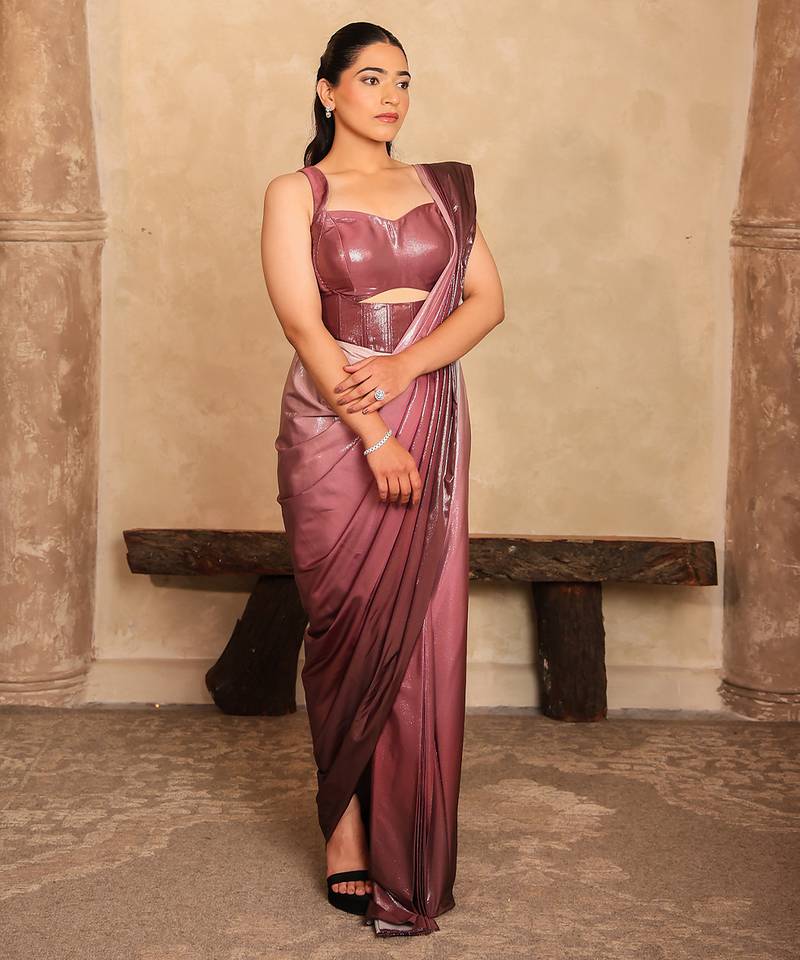 Pink Ombre satin saree
