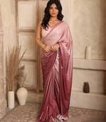 Pink Ombre satin saree