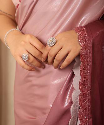 Pink Ombre satin saree 4