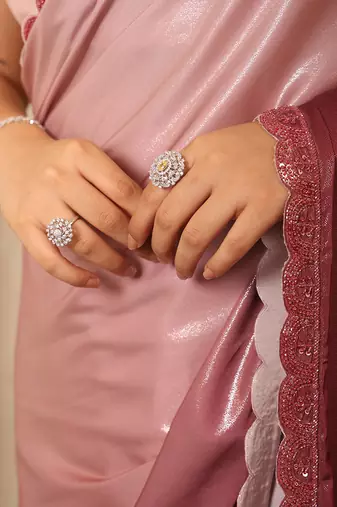 Pink Ombre satin saree