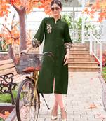 Women Embroidered & Rayon Straight Kurti