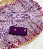 Lavnder Color Party Wear Soft Organza Saree