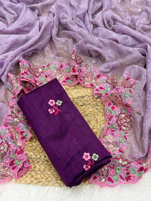 Lavnder Color Party Wear Soft Organza Saree 3