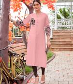 Women Embroidered & Rayon Straight Kurti