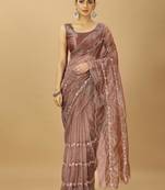 Gorgeous Twill Net Embroidred Saree With Unstitched Blouse Piece