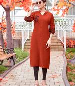 Women Embroidered & Rayon Straight Kurti