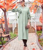 Women Embroidered & Rayon Straight Kurti