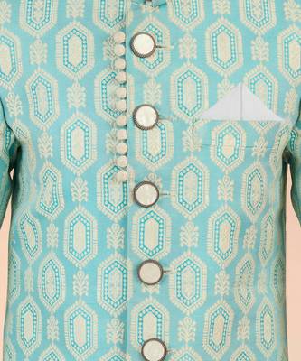 aqua silk blend indowestern set  2