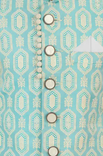 aqua silk blend indowestern set 