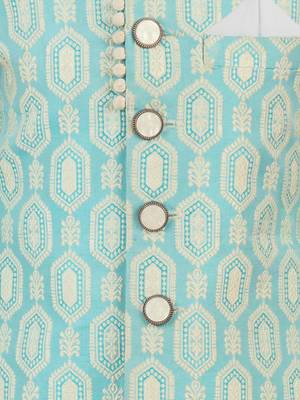 aqua silk blend indowestern set  5