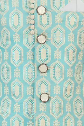 aqua silk blend indowestern set 