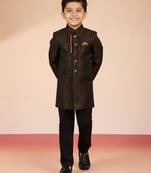 rust silk blend indowestern set 