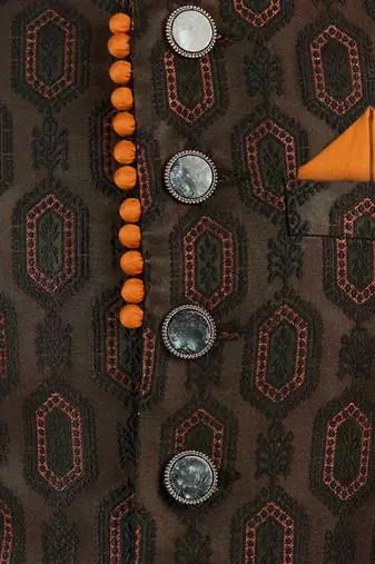 rust silk blend indowestern set 