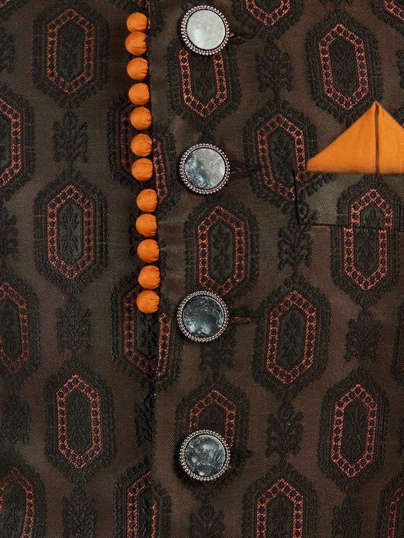 rust silk blend indowestern set 