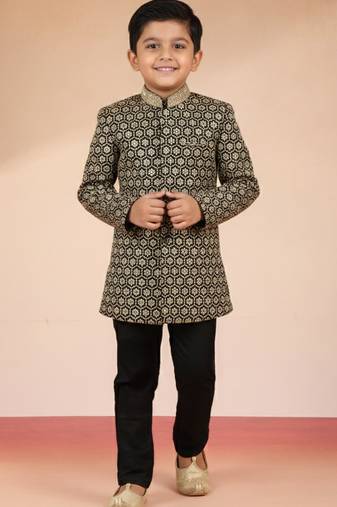 black rayon indowestern set 