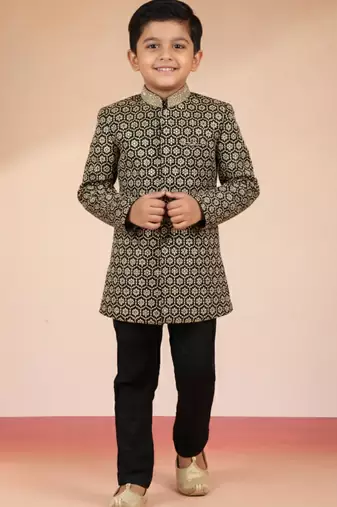 black rayon indowestern set 