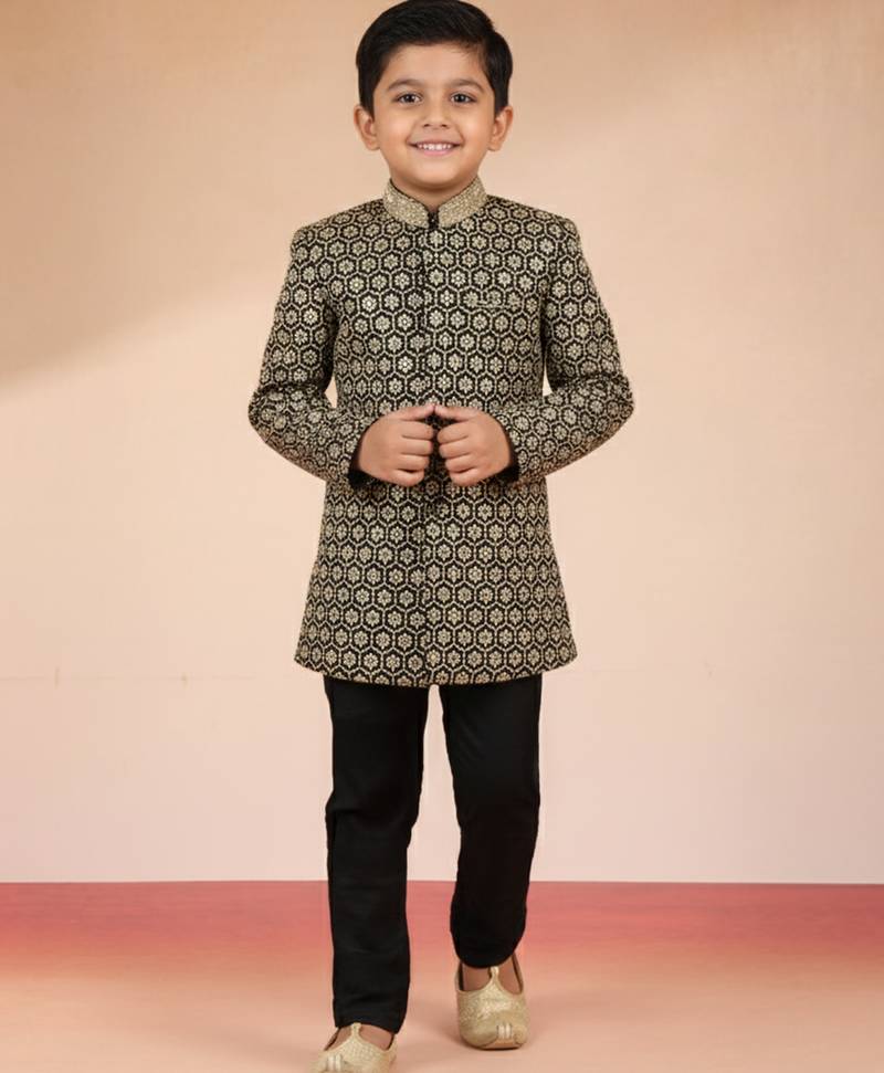 black rayon indowestern set 