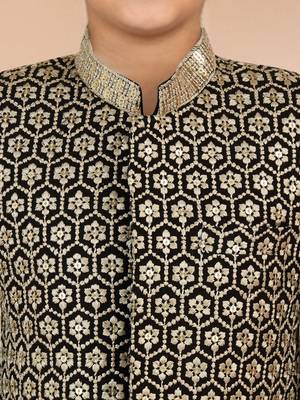 black rayon indowestern set  2