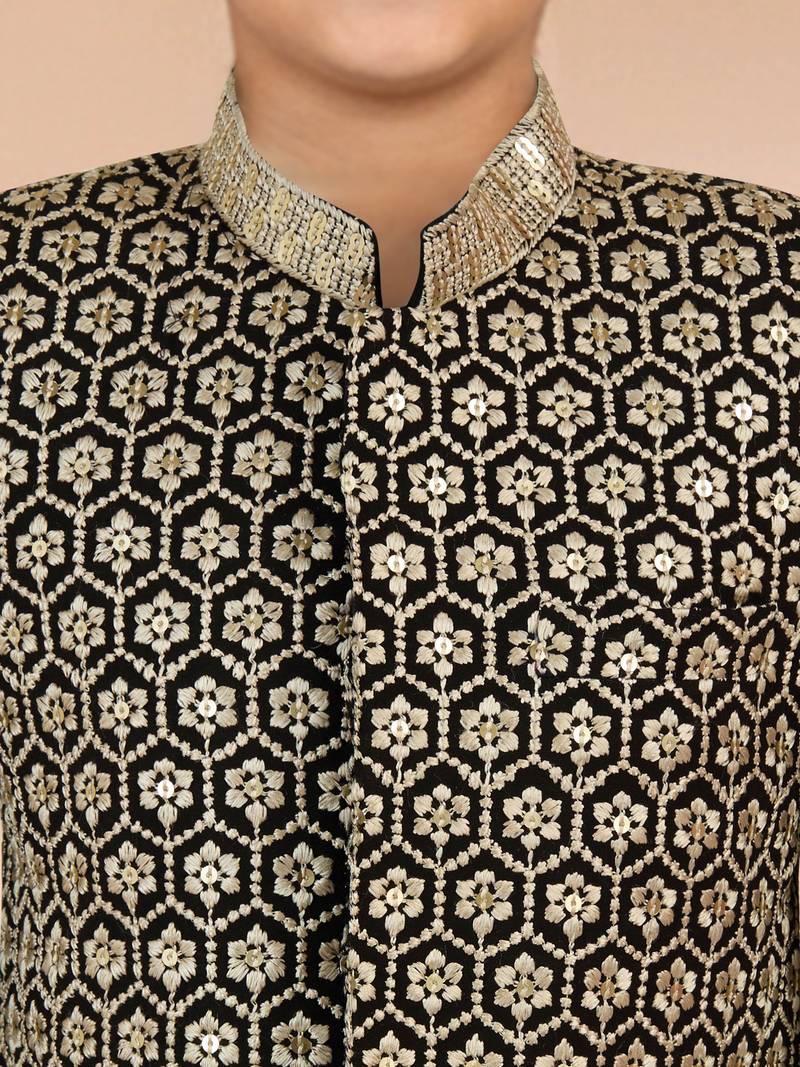 black rayon indowestern set 