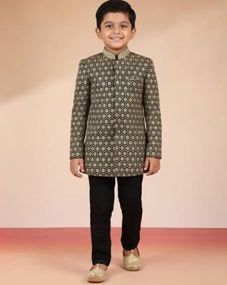 black rayon indowestern set  3