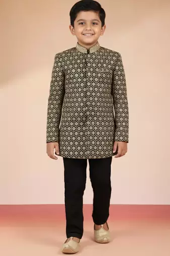 black rayon indowestern set 