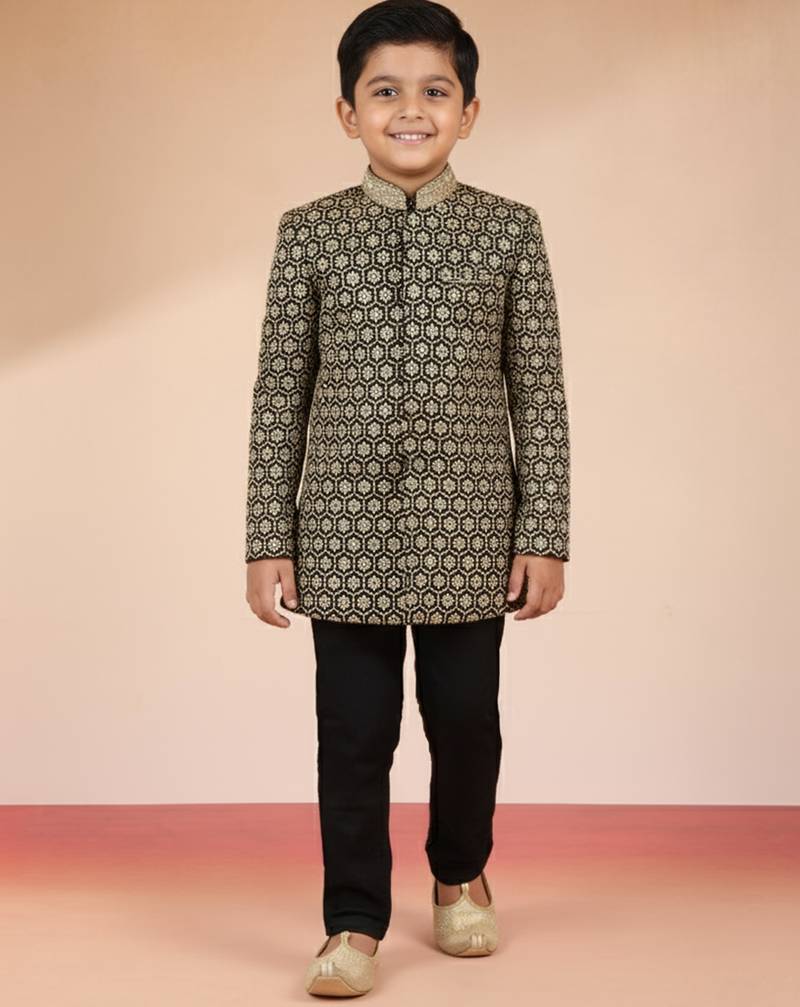 black rayon indowestern set 