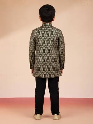 black rayon indowestern set  4
