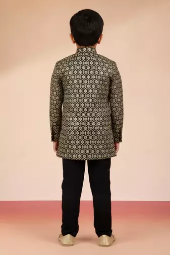 black rayon indowestern set 