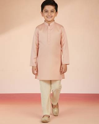 pink silk blend nehru jacket set  5