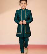 blue silk blend indowestern set 