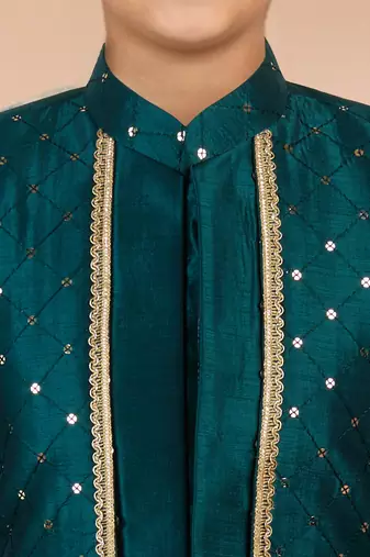 blue silk blend indowestern set 