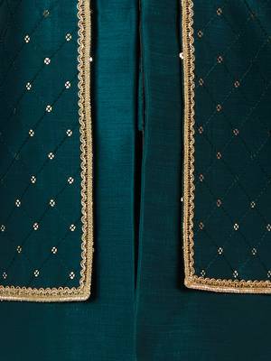 blue silk blend indowestern set  5
