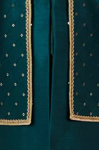 blue silk blend indowestern set 