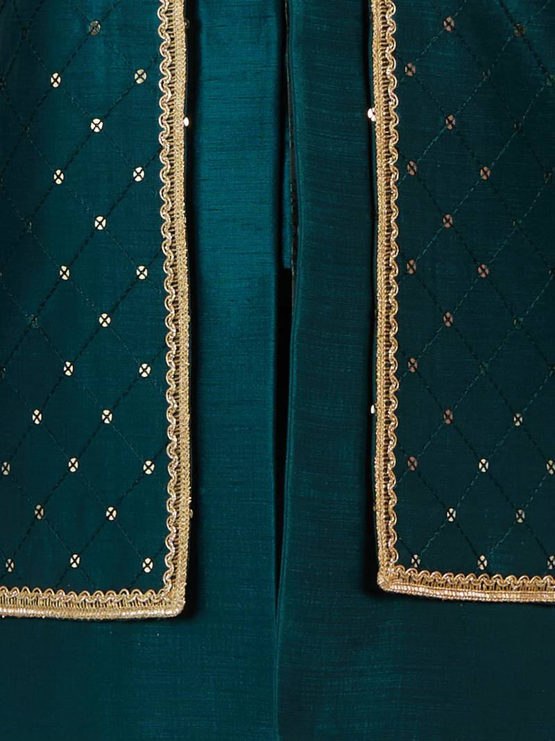 blue silk blend indowestern set 