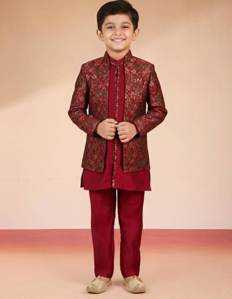 maroon viscose jacquard indo