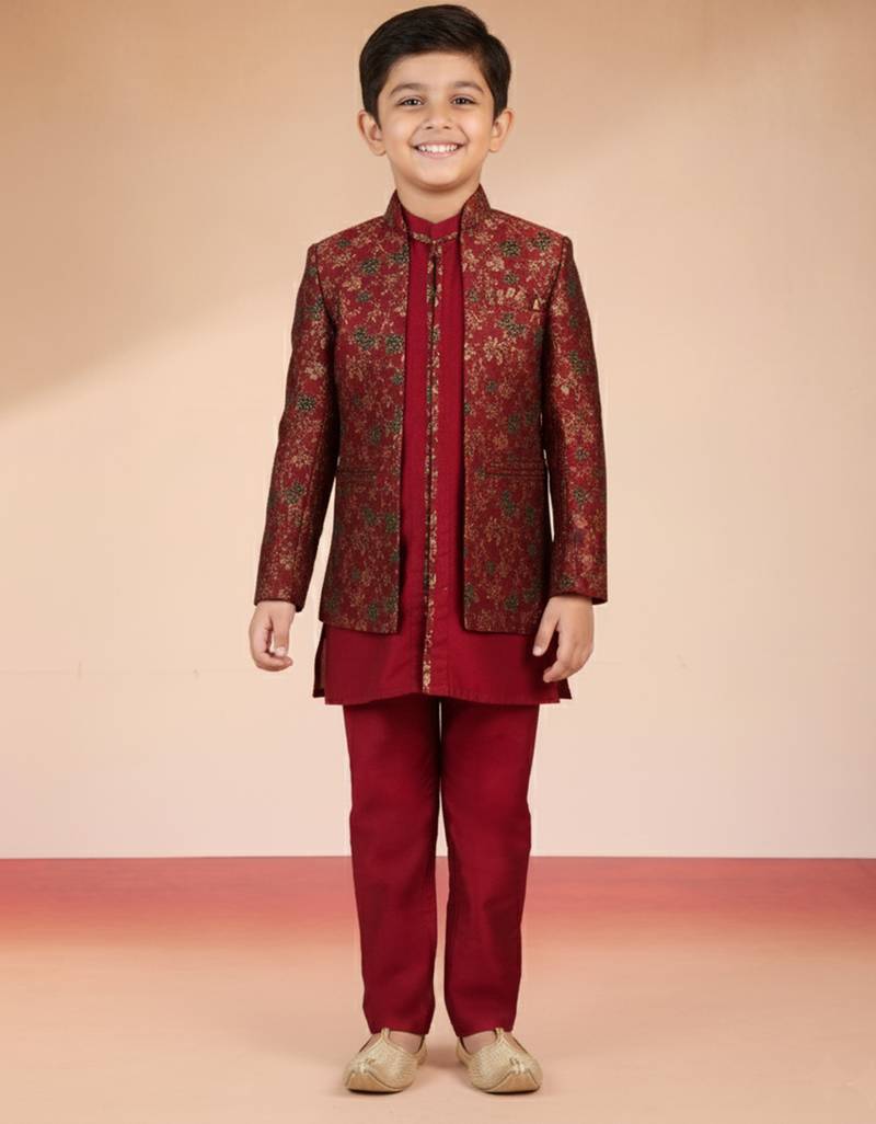 maroon viscose jacquard indo