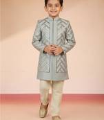 aqua silk blend indowestern set 