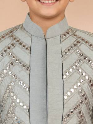 aqua silk blend indowestern set  2