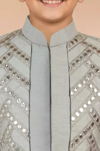 aqua silk blend indowestern set 