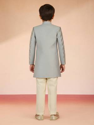 aqua silk blend indowestern set  4