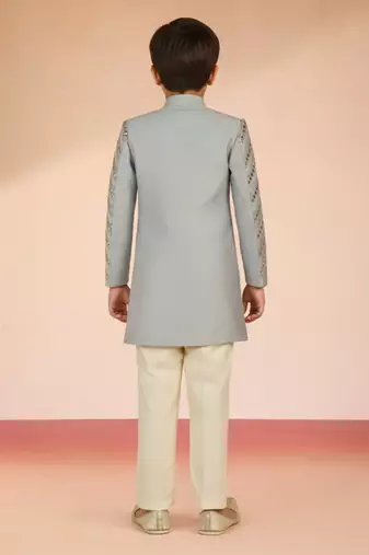 aqua silk blend indowestern set 